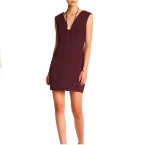 Halston Heritage Square Bust Burgundy Cocktail Dress